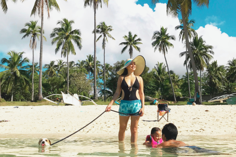 Family having fun on the beach