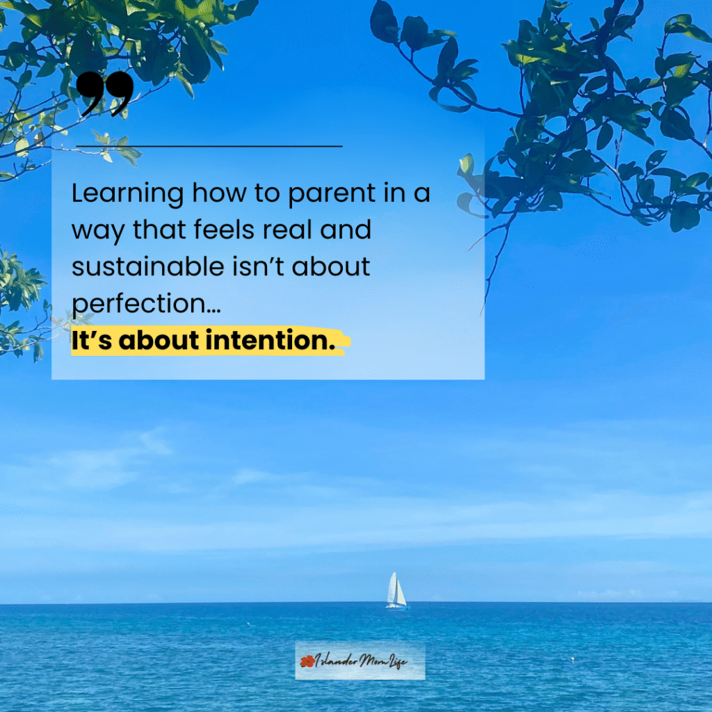 Islander Mom Life Motivational Quotes with a view of a blue sky and the blue ocean 